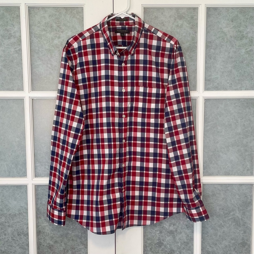 Banana‎ Republic Men's Slim Flex Fit Long Sleeve Button Front Size Large
